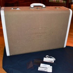 *NWT* PRADA Jaquard Logo Hard Suitcase Croc Trim!